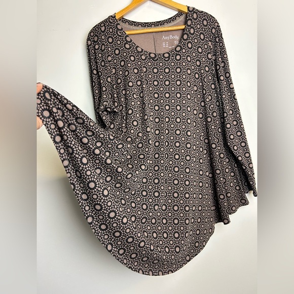 AnyBody Blouse Plus Size 1X Long Sleeve Printed Soft Stretch Modal Cotton Boho - Picture 4 of 11
